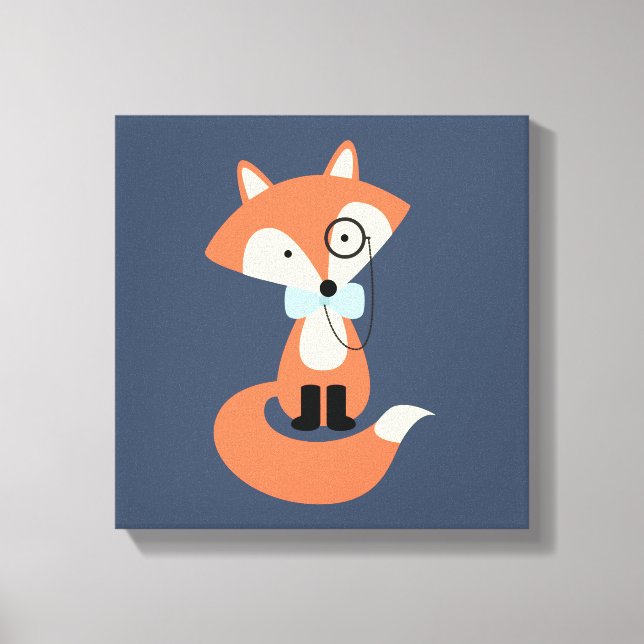 Monocle Hipster Red Fox Canvastryck (Framsida)
