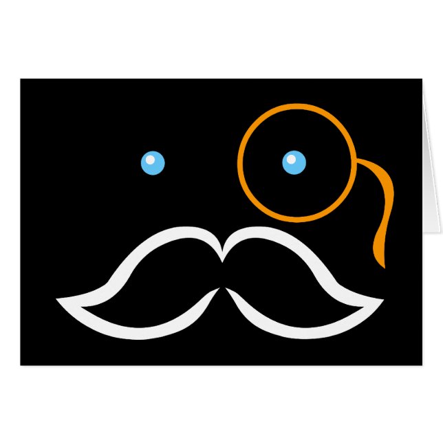 Monocle och Mustache Hälsningskort (Framsidan Horizontal)