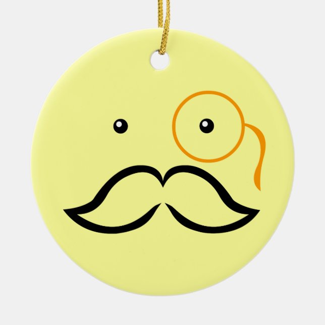 Monocle och Mustache Julgransprydnad Keramik (Framsidan)