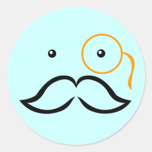 Monocle och Mustache Runt Klistermärke