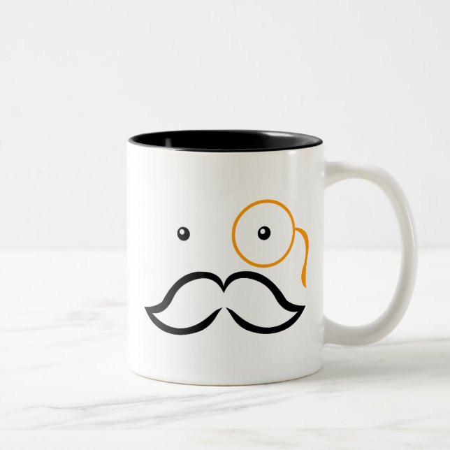 Monocle och Mustache Två-Tonad Mugg (Höger)