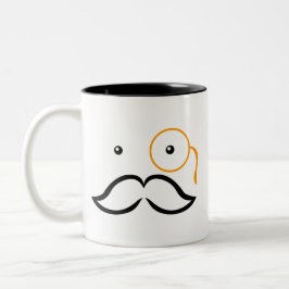 Monocle och Mustache Två-Tonad Mugg