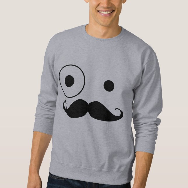 monoclemustasch lång ärmad tröja (Framsida)