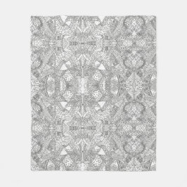 monocrome Symmetrical Doodle Mandala Black & White Fleecefilt