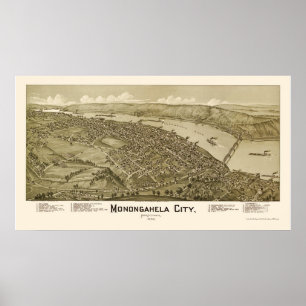 Monogahela stad, panorama- karta för PA - 1902 Poster