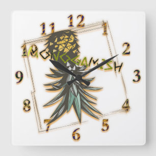 Monogamish party uppifrån och ned ananas fyrkantig klocka