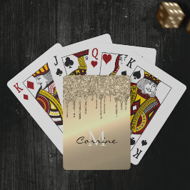 Monogram 14k Brass Guld Metallic Dripping Glitter Casinokort