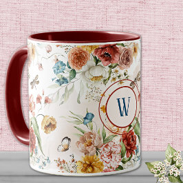 Monogram 1600s Vattenfärgade Blommigtar 11 oz. Com Mugg