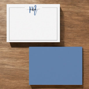 Monogram 1 Gräns, svart, minimalistiskt skript Anteckningskort