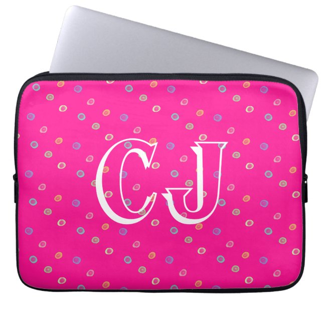 Monogram 2 Initialer Het Rosa Prickar Laptop Fodral (Framsidan)