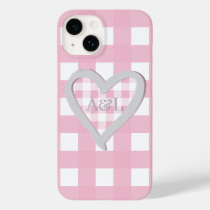 Monogram 2 Initialer Rosa Buffalo Check Heart