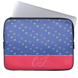 Monogram 2 Initialer Trendig Blue Mönster Laptop Fodral