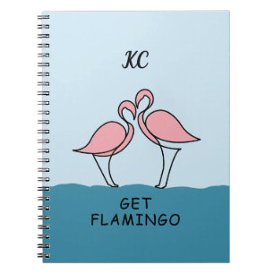 Monogram 2 Rosa Flamingos på Vatten-citatet Anteckningsbok