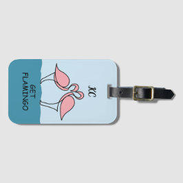 Monogram 2 Rosa Flamingos på Vatten-citatet Bagagebricka