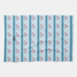 Monogram 2 Rosa Flamingos vid Vatten Mönster Kökshandduk