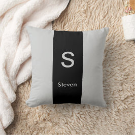 Monogram 2 ton Modern Black och Grått Kudde