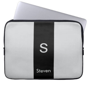 Monogram 2 ton Modern Black och Grått Laptop Fodral