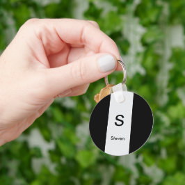 Monogram 2 ton Modern svart och lätt Grått Nyckelring