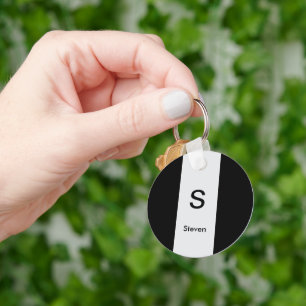 Monogram 2 ton Modern svart och lätt Grått Nyckelring