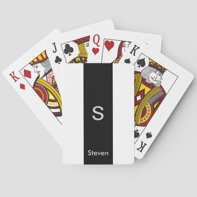 Monogram 2 ton Modern svart och vitt Casinokort (Baksidan)