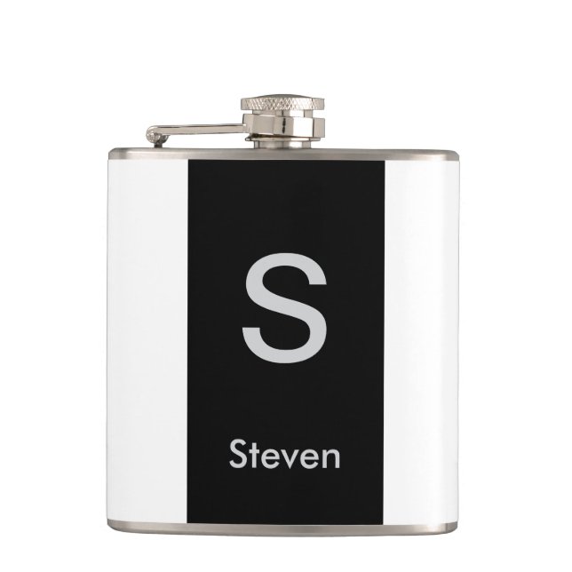 Monogram 2 ton Modern svart och vitt Fickplunta (Framsidan)
