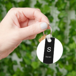 Monogram 2 ton Modern svart och vitt Nyckelring