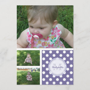 Monogram: 3 Bilder: P & W Polka-dot-inbjudan Inbjudningar