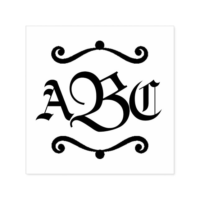 Monogram 3 Brev Initialer Decal Självfärgande Stämpel (Design)
