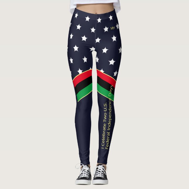 Monogram 4 juli Independence day 19 juli Leggings (Framsida)