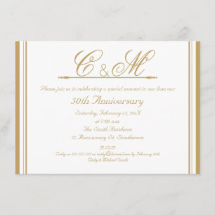 Monogram 50-årsjubileum Bröllopsinbjudan Inbjudningar