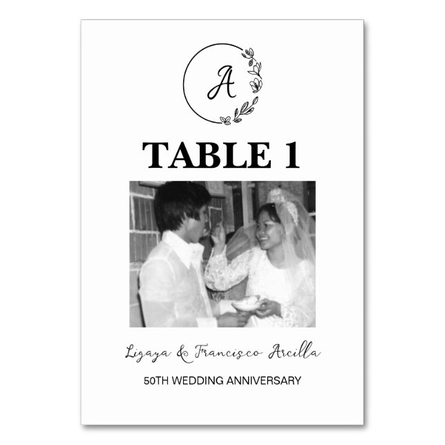 Monogram 50-årsjubileum för bröllopet Anpassad bil Bordsnummer (Framsidan)