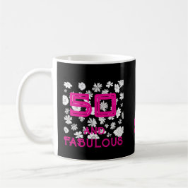 Monogram 50 och enastående svartvit blommigt rosa kaffemugg