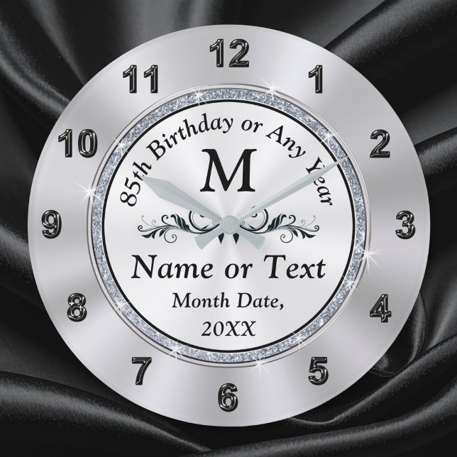 Monogram, 85-årspresent för honom eller henne, stor klocka (85th birthday gift ideas for dad, mom, grandpa, grandma and friend. 85th birthday present for dad.)
