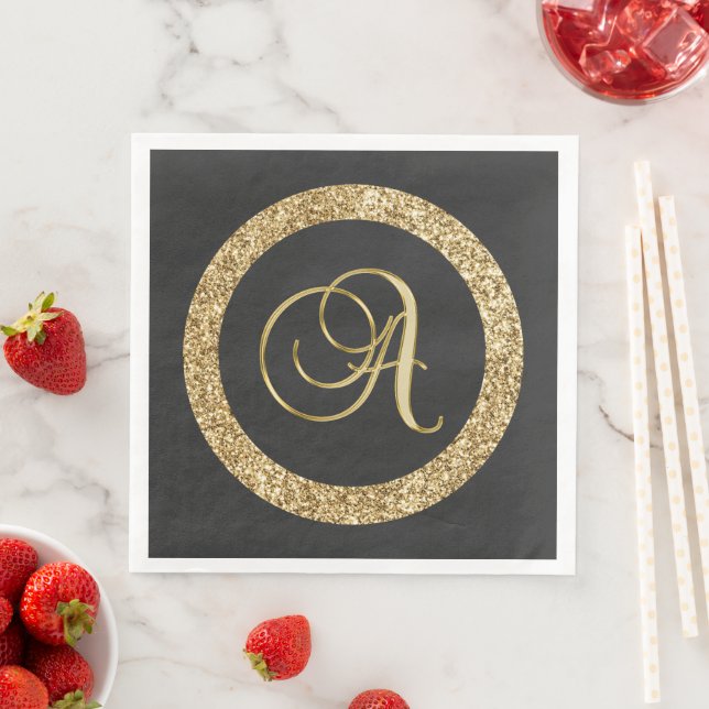 Monogram A, elegant gyllene skrift Pappersservett (Insitu)