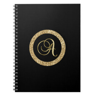 Monogram A, elegant gyllene skrivstil Anteckningsbok