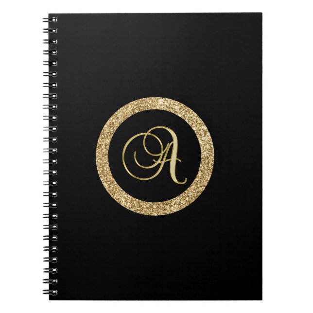 Monogram A, elegant gyllene skrivstil Anteckningsbok (Framsidan)