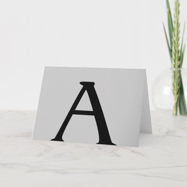 Monogram A Grått Black Note Card Anteckningskort (Framsida)