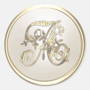 Monogram A, guld och Elfenbenskusten Runt Klistermärke