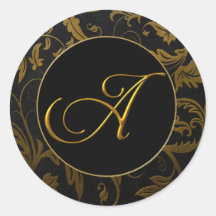 Monogram A Guld och svart bröllopsförsegling för m