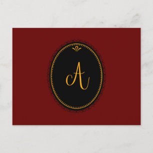 Monogram "A" guld på svart Vykort
