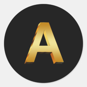 Monogram A guld Runt Klistermärke