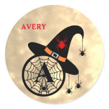 Monogram A Halloween Himlar Witch Spiders Namn