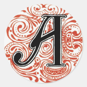 Monogram "A" i rött - Anmärkning Runt Klistermärke