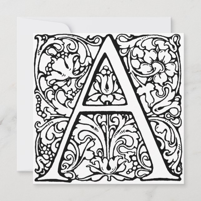 Monogram A initial Black and White-Blommönster (Framsida)