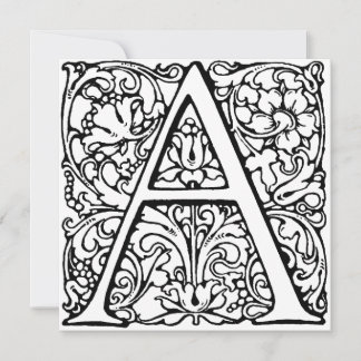 Monogram A initial Black and White-Blommönster