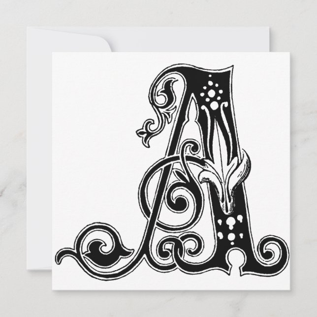 Monogram A initial Black and White-Blommönster (Framsida)