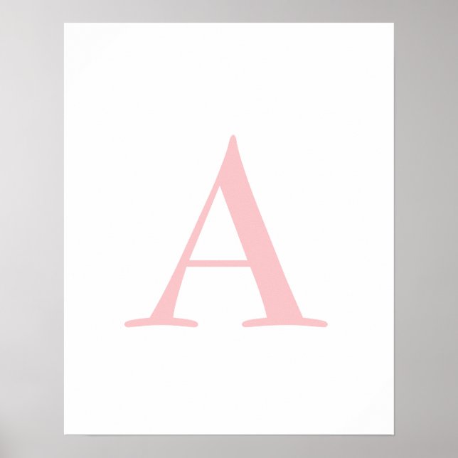 Monogram A Initial Brev Modern White & Rosa Pos Poster (Framsidan)
