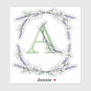 Monogram A Lavender Eucalyptus Klistermärken