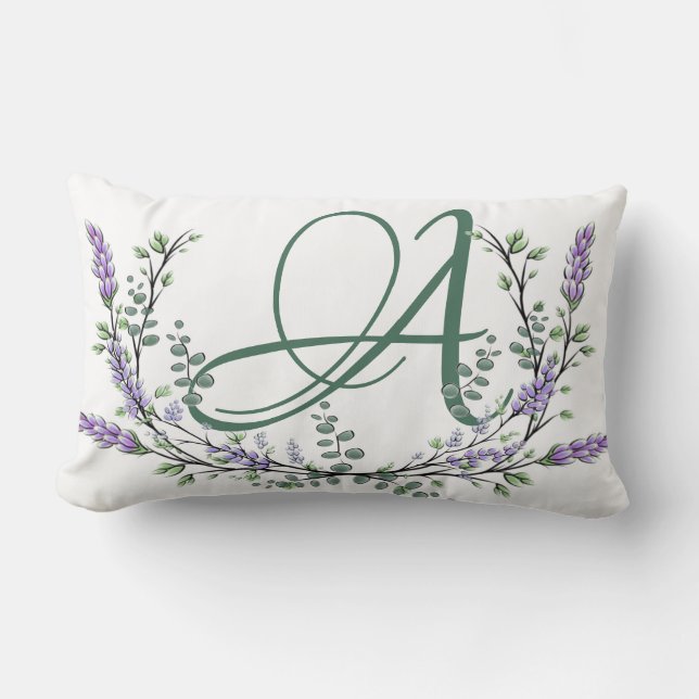 Monogram A Lavender Eucalyptus Lumbarkudde (Framsida)