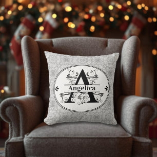 Monogram A med mönster bakgrund Dekorativ kudde